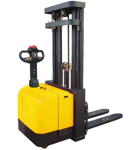 Yellow Fully Automatic 220V 1000 Kgs Electric Stacker, For Lifting Goods, Loading Capacity : 1000-1500kg