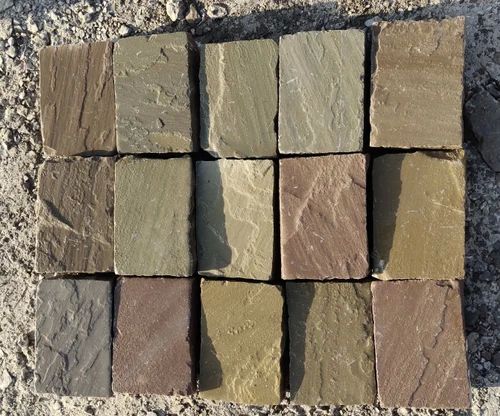 Kandla Multi Sandstone Cobbles, Size : 14*20*3-5