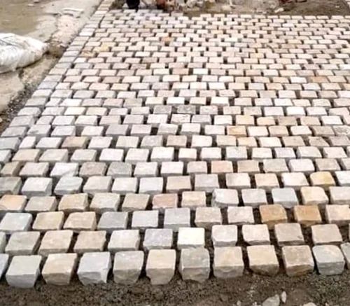 Polished Multi Mint Sandstone Cobbles, For Making Way, Shape : Square