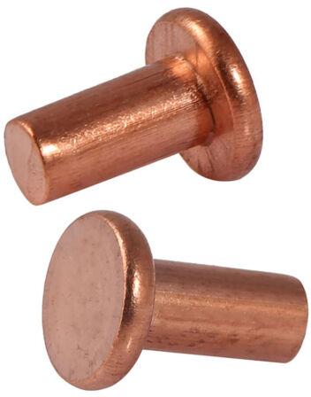 Copper Flat Head Rivet, For Industrial Automotive Etc., Feature : Hard Structure, Heat Resisrtance