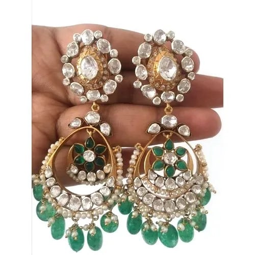 Polished Polki Earrings, Style : Antique