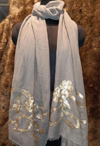 Printed Polywool Poly Wool Sequence Stole, Technics : Washed