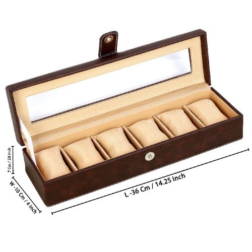 6WC3BR Watch Box Organizer For 6 Watch Slots