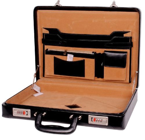 Hard Craft BCH007BL Leather Briefcase, Color : Black