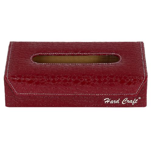 TB02CROCOMR Leather Tissue Box Organizer, Color : Maroon
