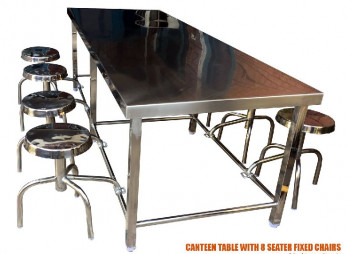 8 Seater Stainless Steel Canteen Table