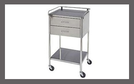 Polished Stainless Steel Hospital Bedside Trolley, Feature : Sturdiness