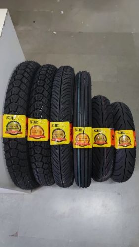 SJR Rubber Motorcycle and Scooter Tyre, Shape : Round