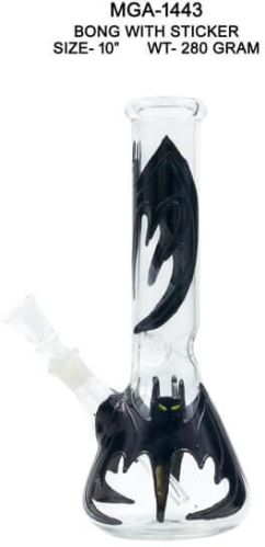 10 Inch Glass Bong With Sticker, Feature : Fine Finished, Light Weight