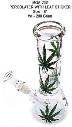 Leaf Sticker Glass Percolator Bong, Feature : Fine Finished