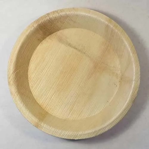 Round 10 Inch Areca Leaf Plates, For Serving Food, Feature : High Strength, Good Quality