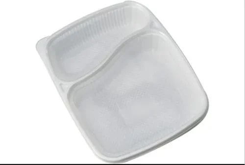 Plain Plastic 2 Compartment Meal Tray, Feature : Disposable, Fine Finish