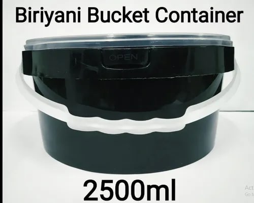 Plain Plastic 2500 ML Biryani Bucket, Color : Black