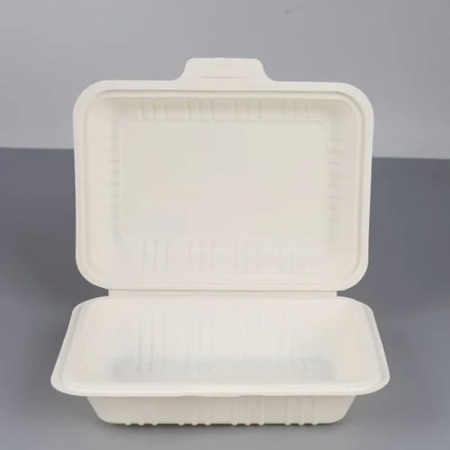 600 ML Corn Starch Clamshell, For Food Packaging, Color : White