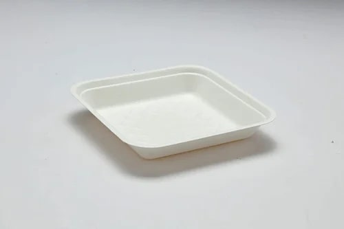 Plain Bagasse Square Plates, Size : 7 Inch