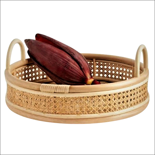 Round Handmade Rattan Basket, Color : Golden