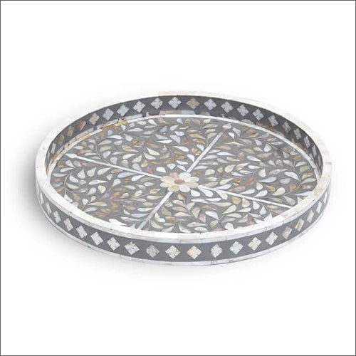 Round Bone Inlay Serving Tray, Size : Standard