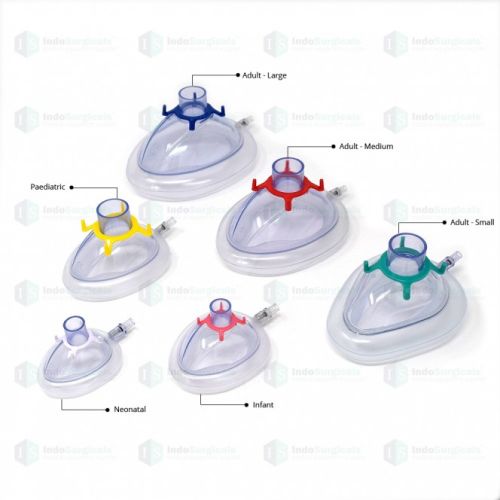 PVC Silicon Anesthesia Mask, For Hospital, Oxygen Supply, Size : Large, Medium, Small