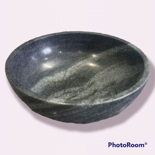 Polished Plain Black Marble Serving Bowl, Size : Height 8 Cm, Diameter 25 Cm.