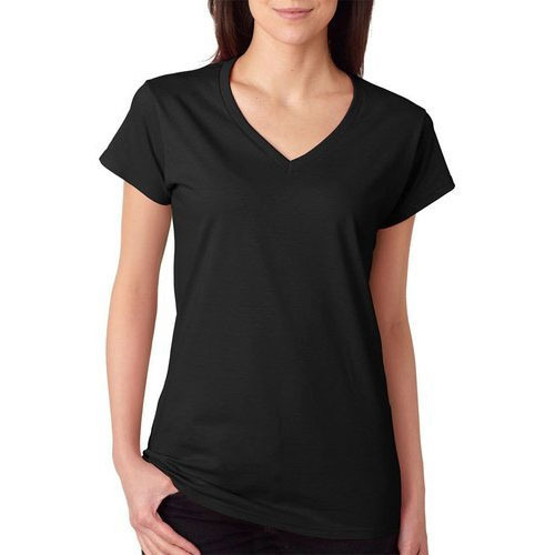 Plain Ladies V Neck T-Shirts, Occasion : Casual Wear, Office Wear, Party Wear