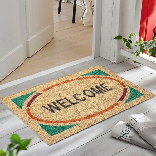 Natural Printed Coir Door Mats - Welcome - CB45x75-04-03