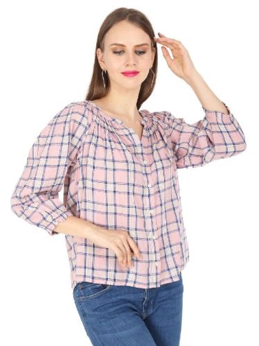 Ladies Checkered Shirts, Size : XL, M