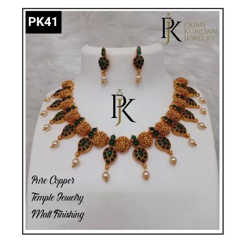 Copper Temple Necklace Set, Occasion : Wedding