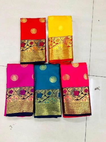 Unstitched Jacquard Lichi Silk Saree, For Easy Wash, Technics : Machine Made