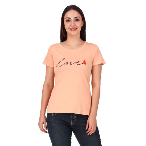 Love Print Women T-Shirts, Sleeve Type : Half Sleeves