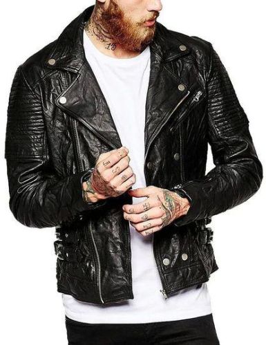 HIDESOULSSTUDIO Solid Mens Genuine Leather Jacket, Size : XL, XXL