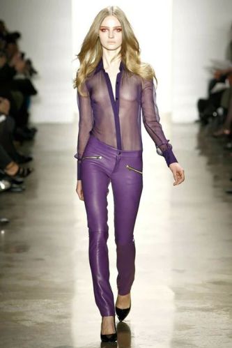 Women Purple Leather Pants, Size : Multisize