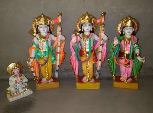Marble Painted RAM Darbar Statue, For Worship, Temple, Size In Feet : 2 Feet