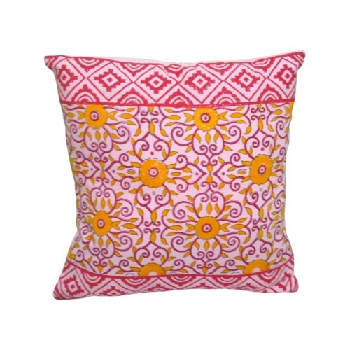 A-CC-C-Y-0029 Hand Block Printed Cushion Cover, Size : 50cm X 30cm