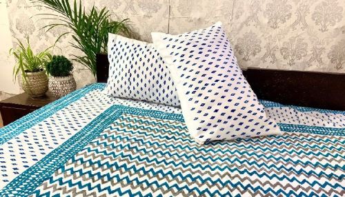 DKWTLBUGRY206 Hand Block Printed Cotton Double Bedsheet