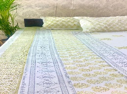 DKWTYL100 Hand Block Printed Cotton Double Bedsheet