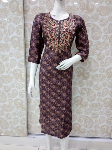 Cotton Printed Designer Kurtis, Neck Shape : Round Neck