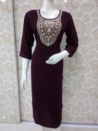 Chiffon Embroidered Kurti, Size : S, L, XL, XXL