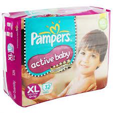 Pampers Active Baby Diapers Taped Extra Large Size (56 Pieces)