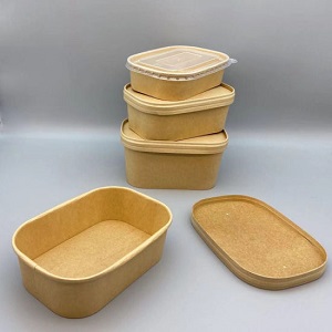 Rectangular Rectangle Brown Paper Food Containers, Pattern : Plain