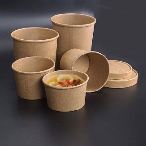 Round Brown Paper Food Containers, Pattern : Plain