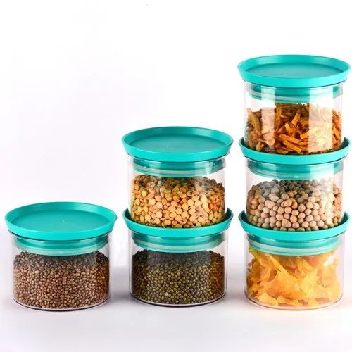 Set Of 6 Transparent Round Plastic Container Set