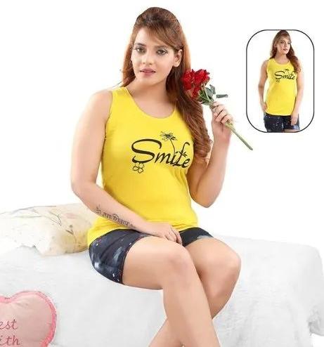 Clovia Cotton Top and Shorts Set, Occasion : Night Wear