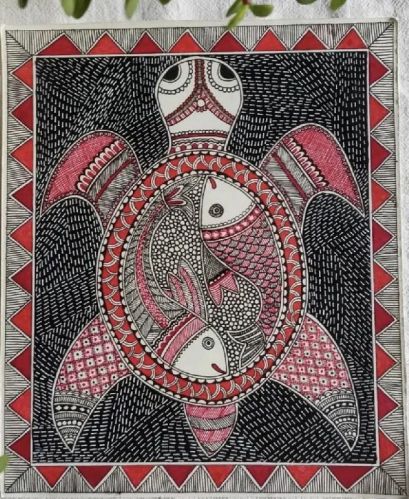 Tortoise Madhubani Paintings, For Wall Decoration, Style : Portrait