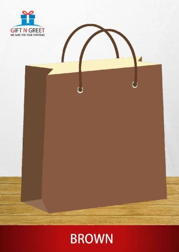 Printed Brown Plain Paper Bags, Size : 12.5x16.5x4.5 Inch