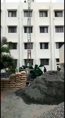 Semi Automatic Concrete Mixer With Attached Ladder Hoist