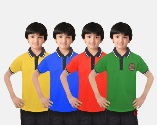 Custom Logo Cotton Kids Collar T-shirts Uniform, Size : XL, XXL