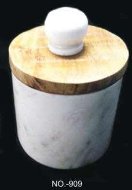 Marble Jar With Wooden Lid