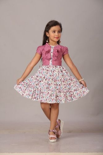 Polyester Girls Printed Frocks, Technics : Machine Made