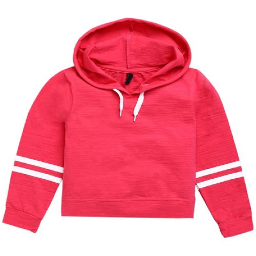 Simple Collar Plain Cotton Girls Hooded Sweatshirt, Packaging Type : Packet