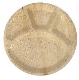 Round Areca Leaf 4 Partition Plate, Pattern : Plain